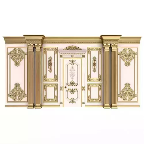 Boiserie Classic Wall with Mouldings 08 White