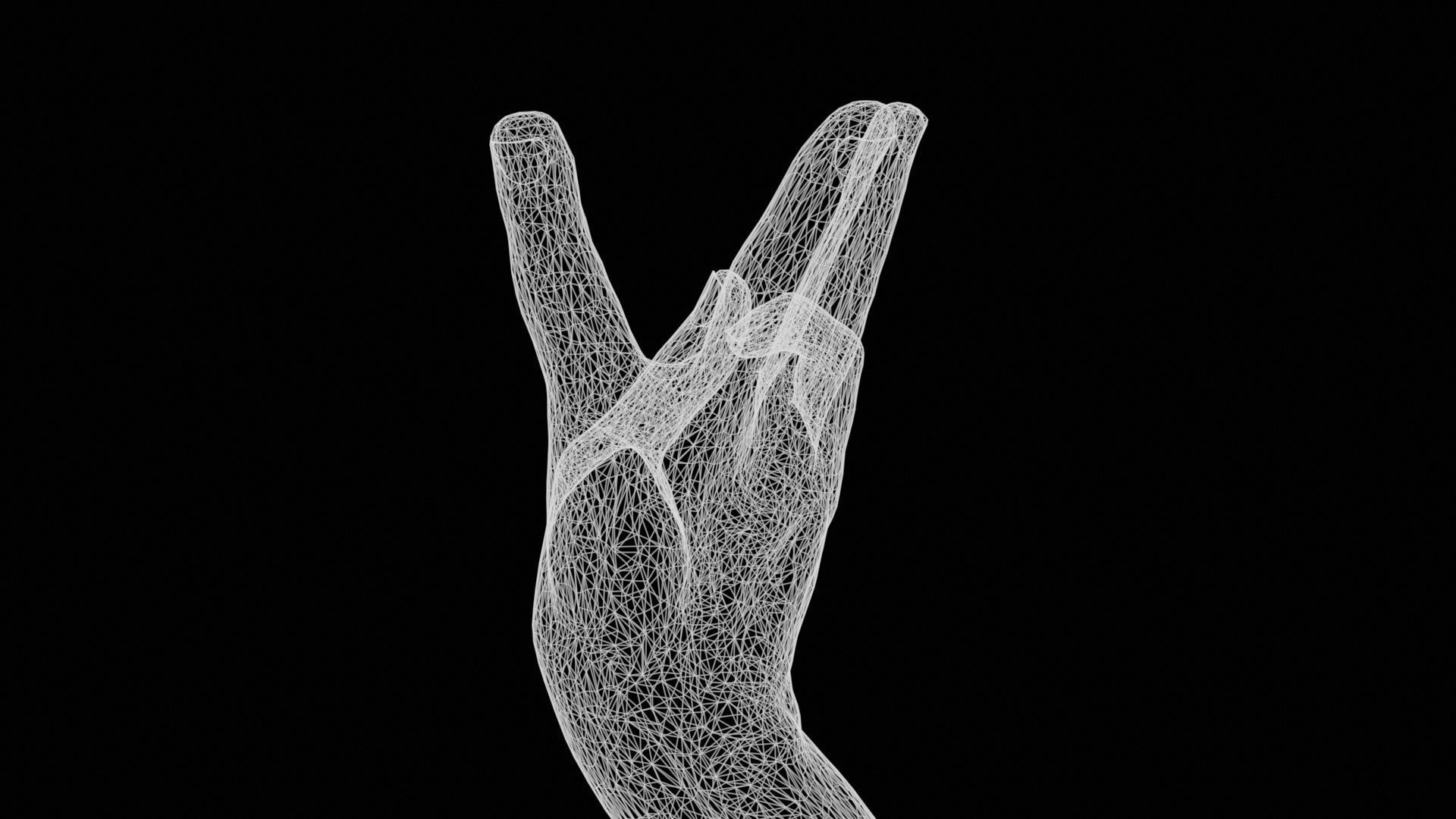 Three Please Single Hand 007 Low-poly 3D model_13