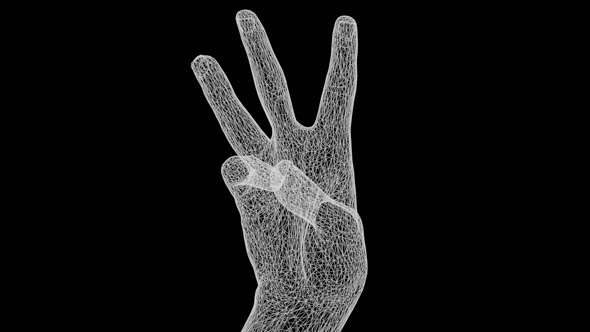 Three Please Single Hand 007 Low-poly 3D model_12