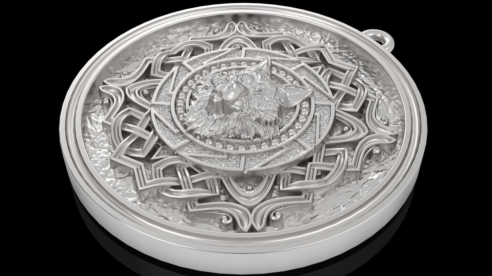 Wolf pendant 3D print model_3