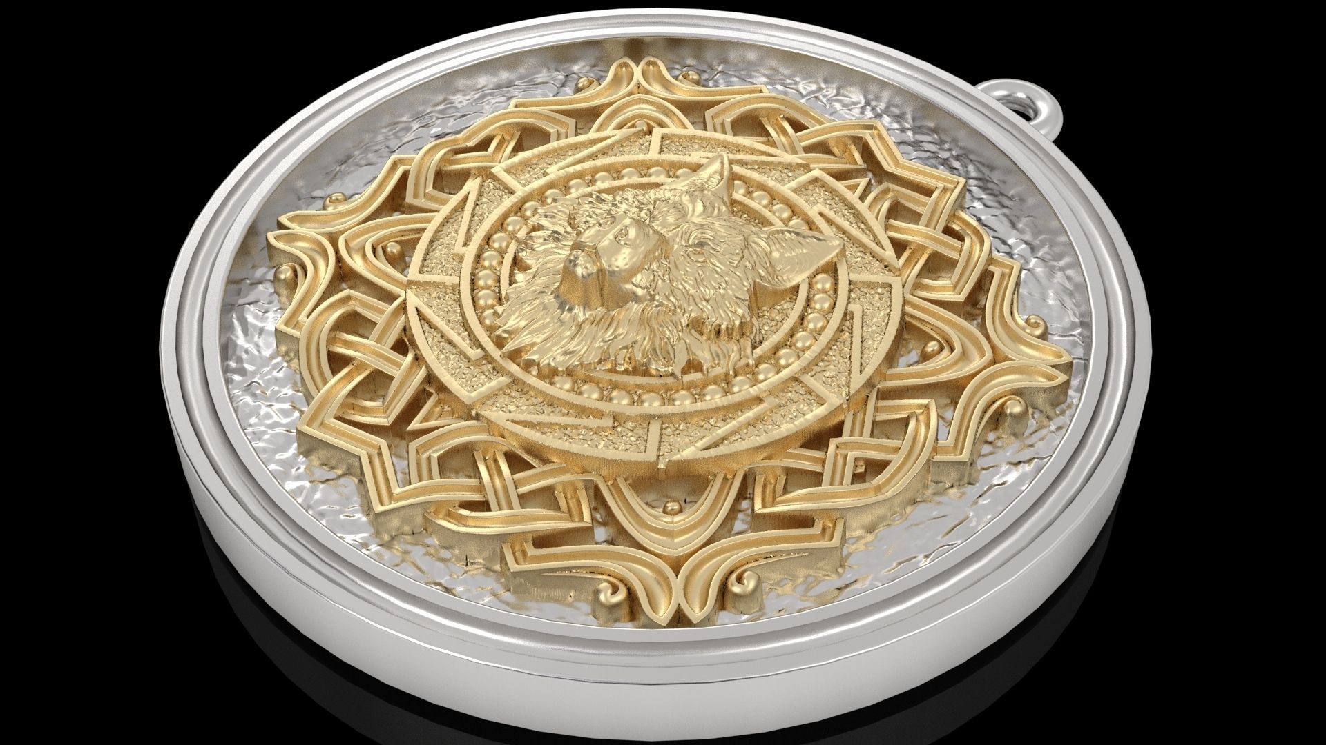 Wolf pendant 3D print model_2