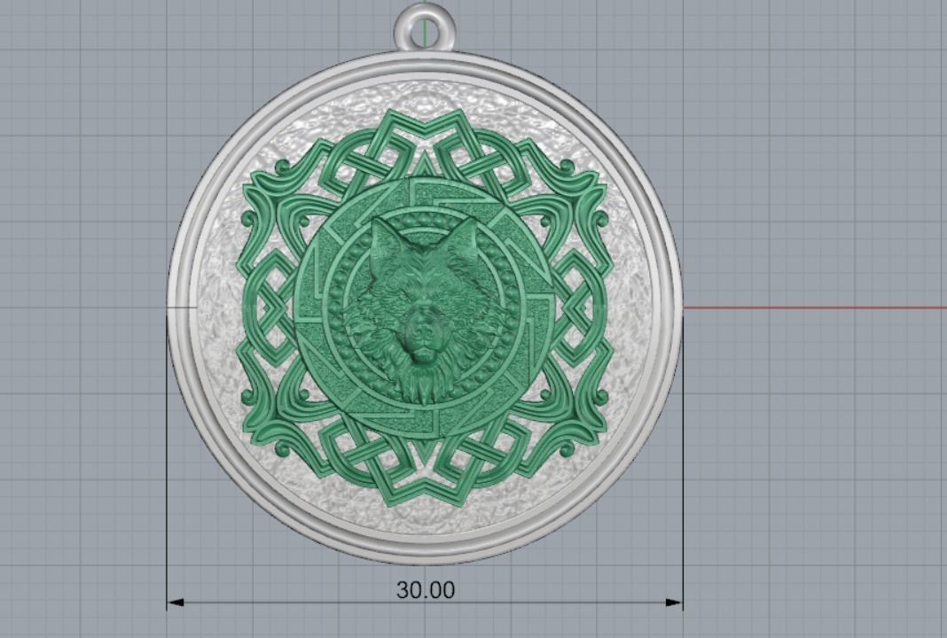 Wolf pendant 3D print model_7