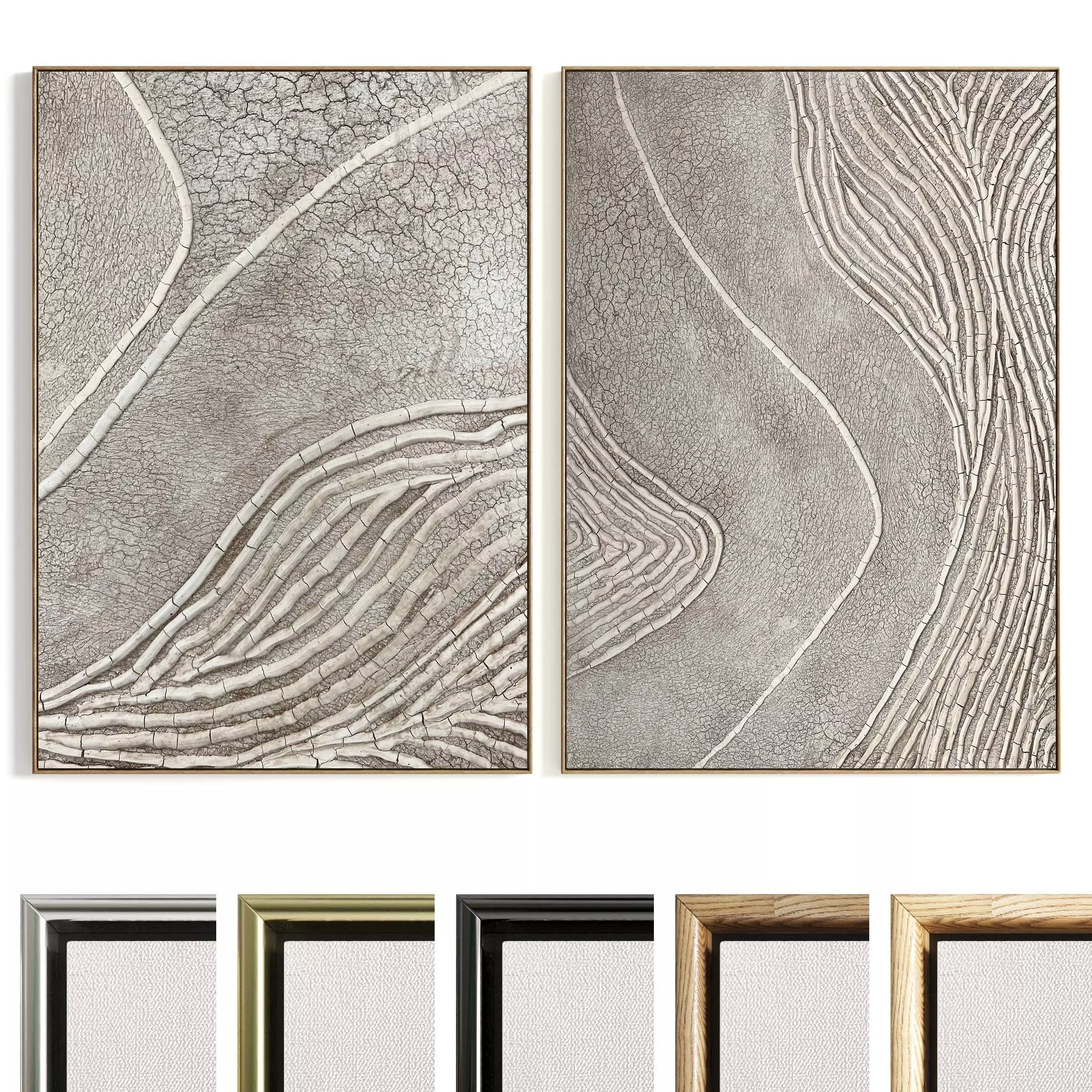 Plaster Two Photo Frame 492 Low-poly 3D model_0