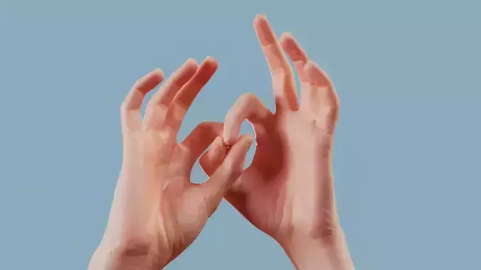 Ring Fingers Duo Hands 015 Low-poly 3D model