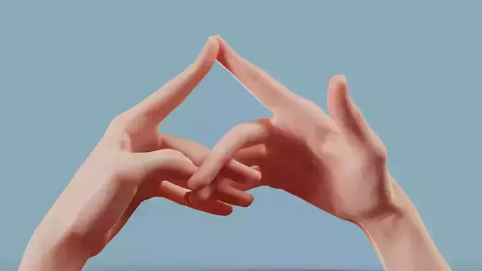 Pensive Duo Hands 020 Low-poly 3D model