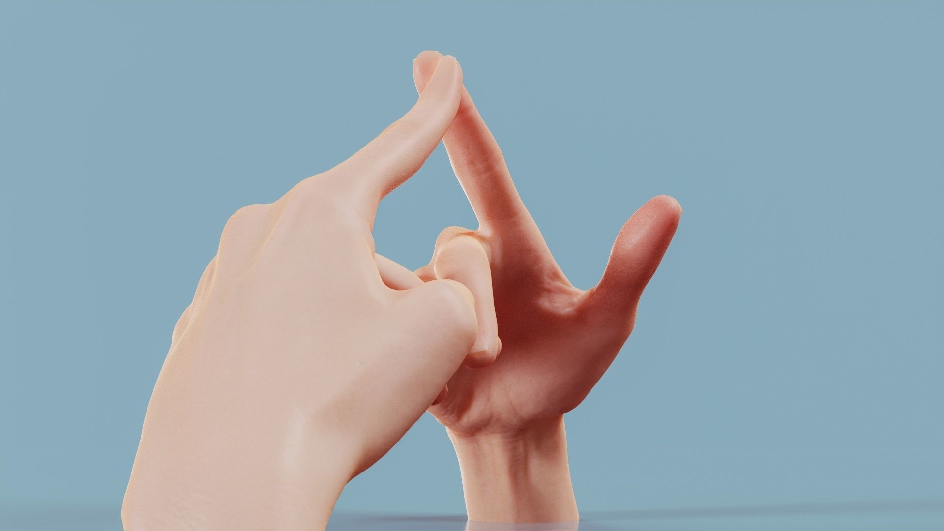 Pensive Duo Hands 020 Low-poly 3D model_2