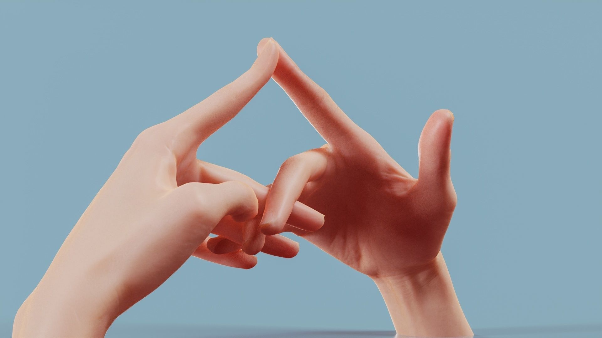 Pensive Duo Hands 020 Low-poly 3D model_1