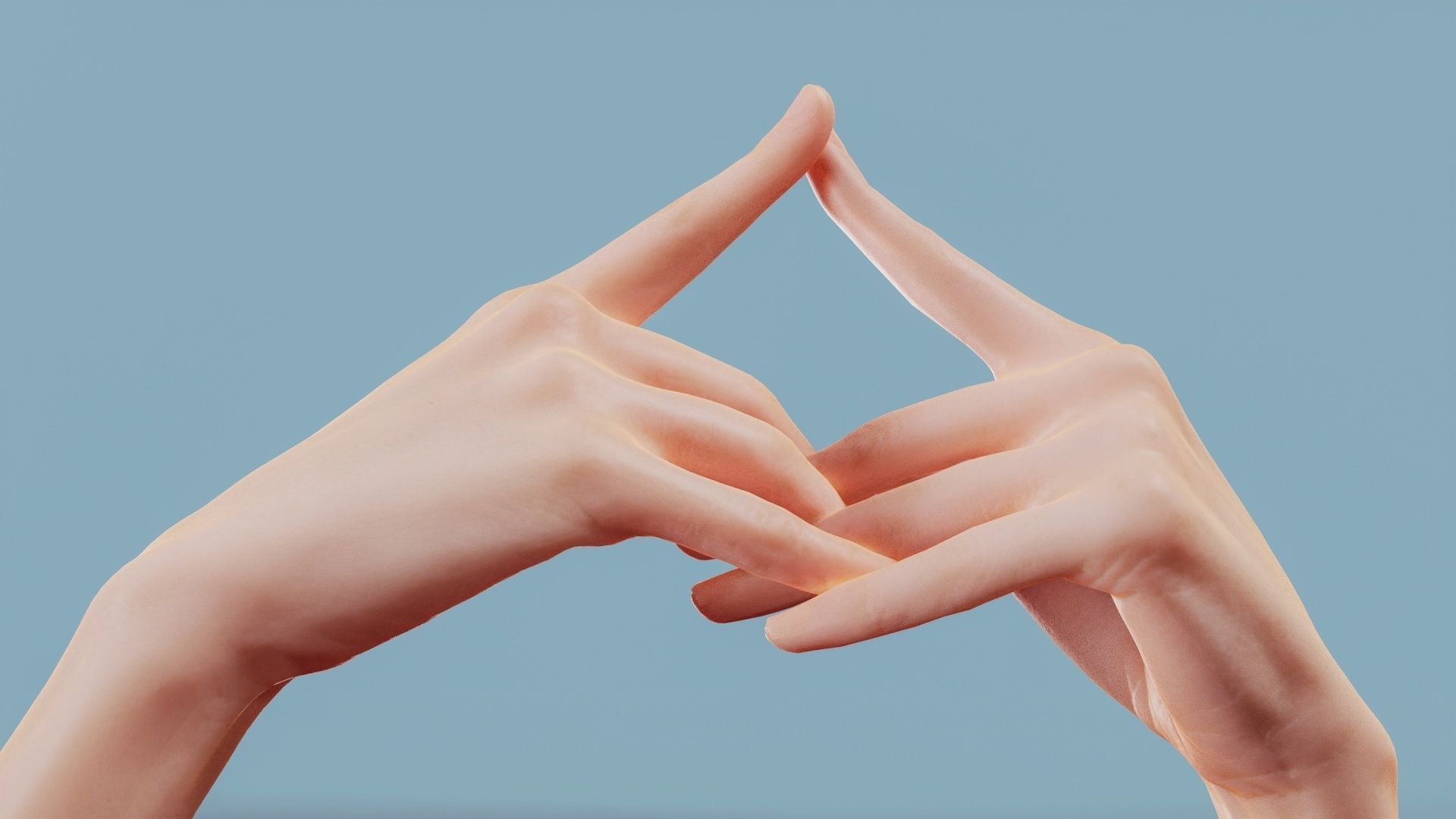 Pensive Duo Hands 020 Low-poly 3D model_6