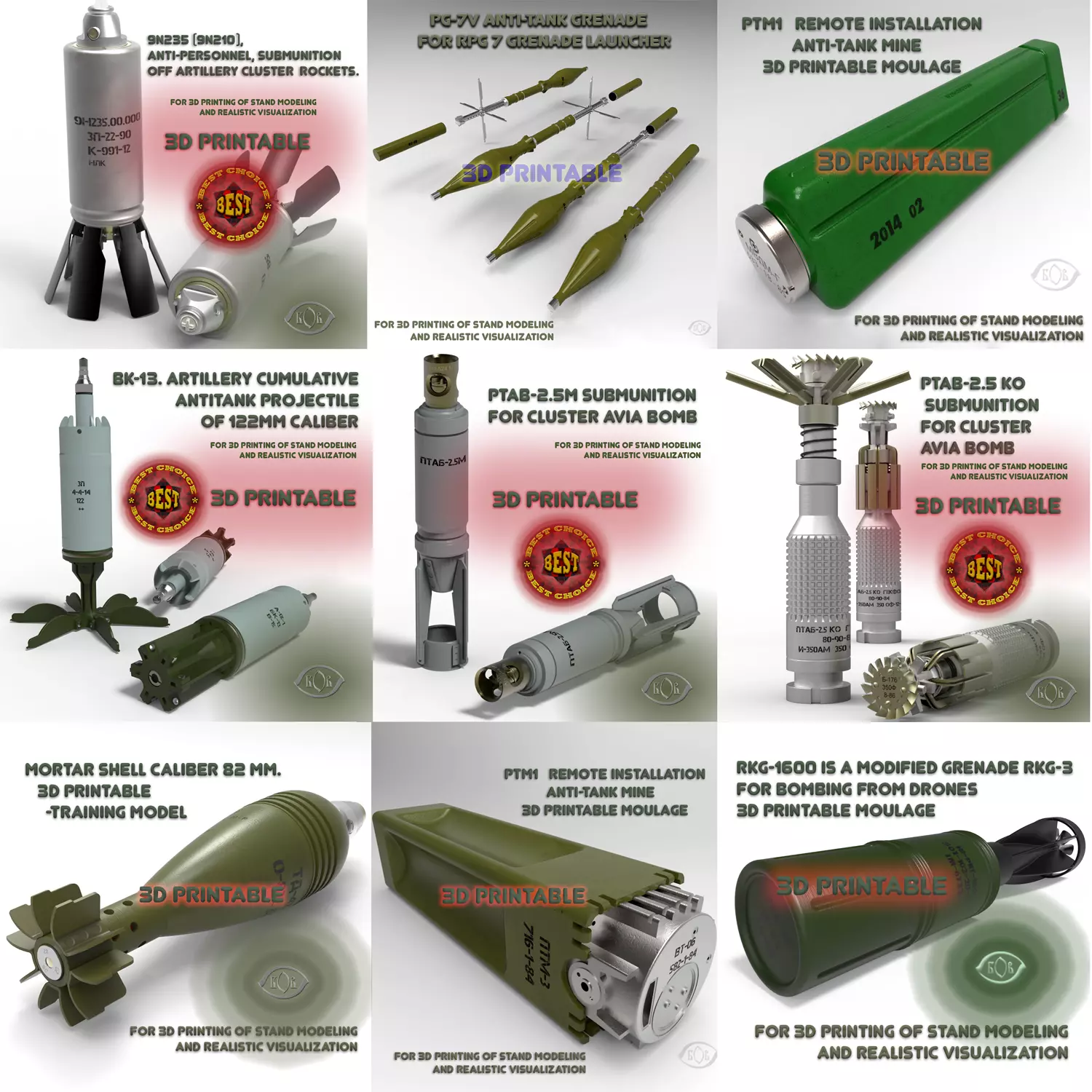 Ammunition of Russian Ukrainian war 3D printable models N1 3D Model Collection_0