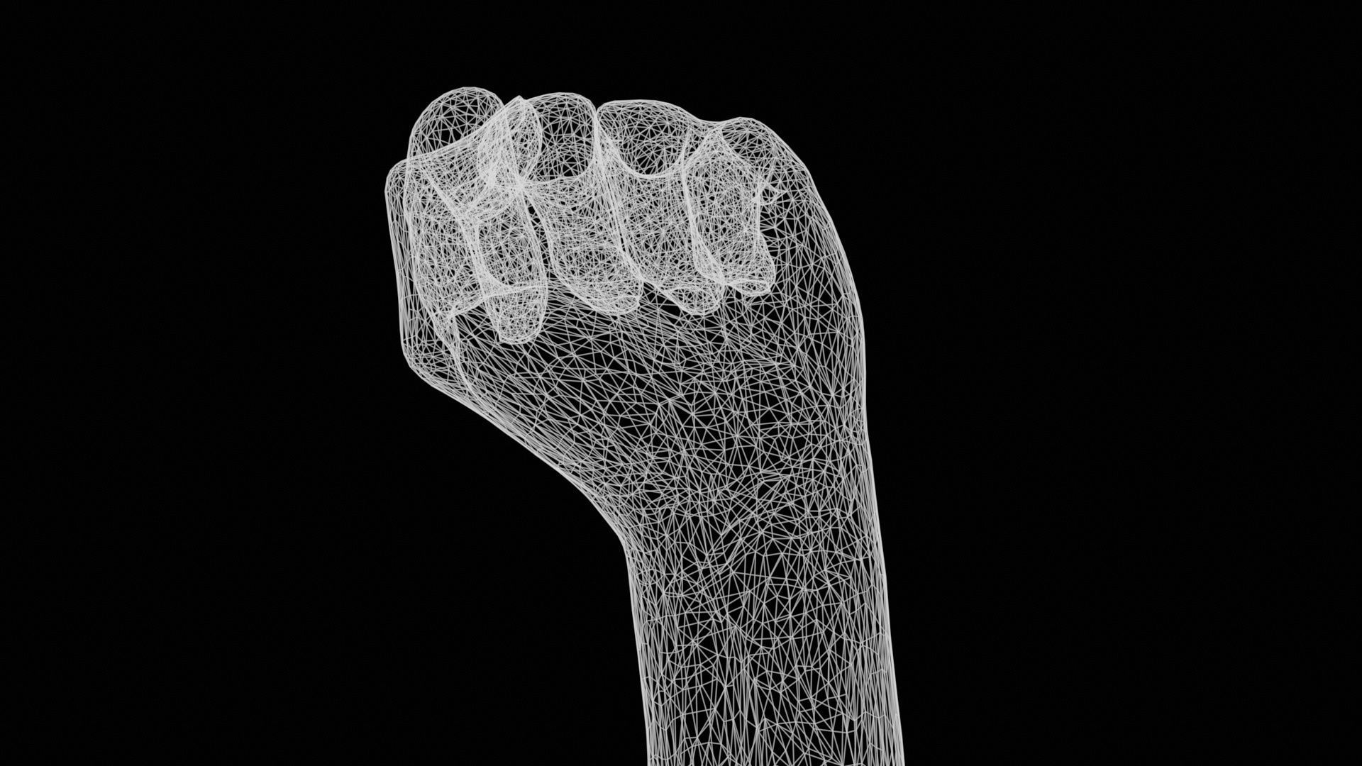 Fisted Single Hand 011 Low-poly 3D model_13