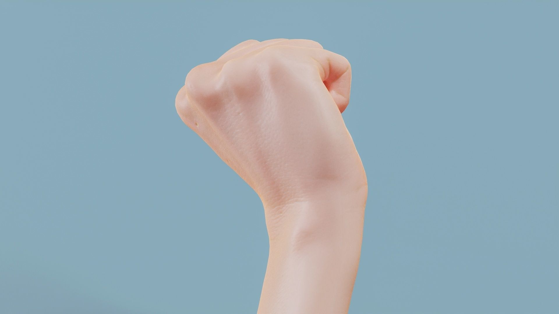 Fisted Single Hand 011 Low-poly 3D model_4