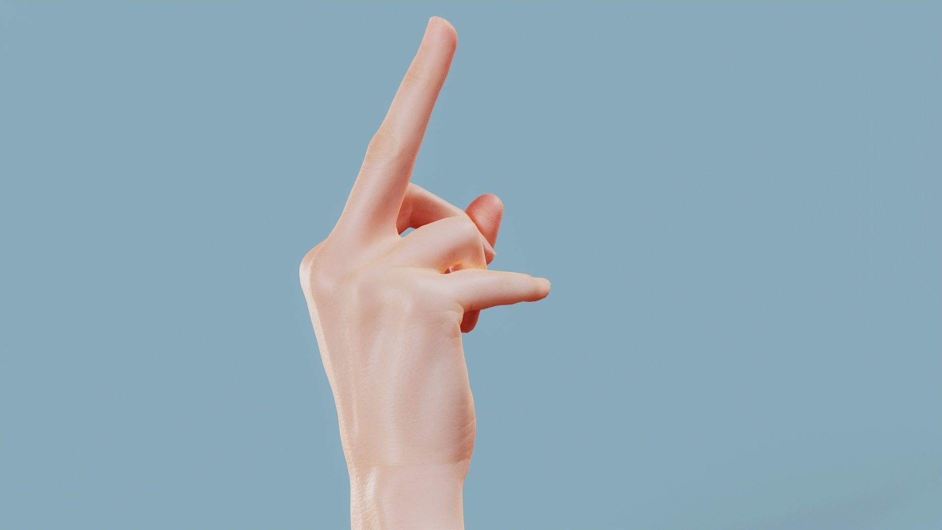 F You Single Hand 008 Low-poly 3D model_3