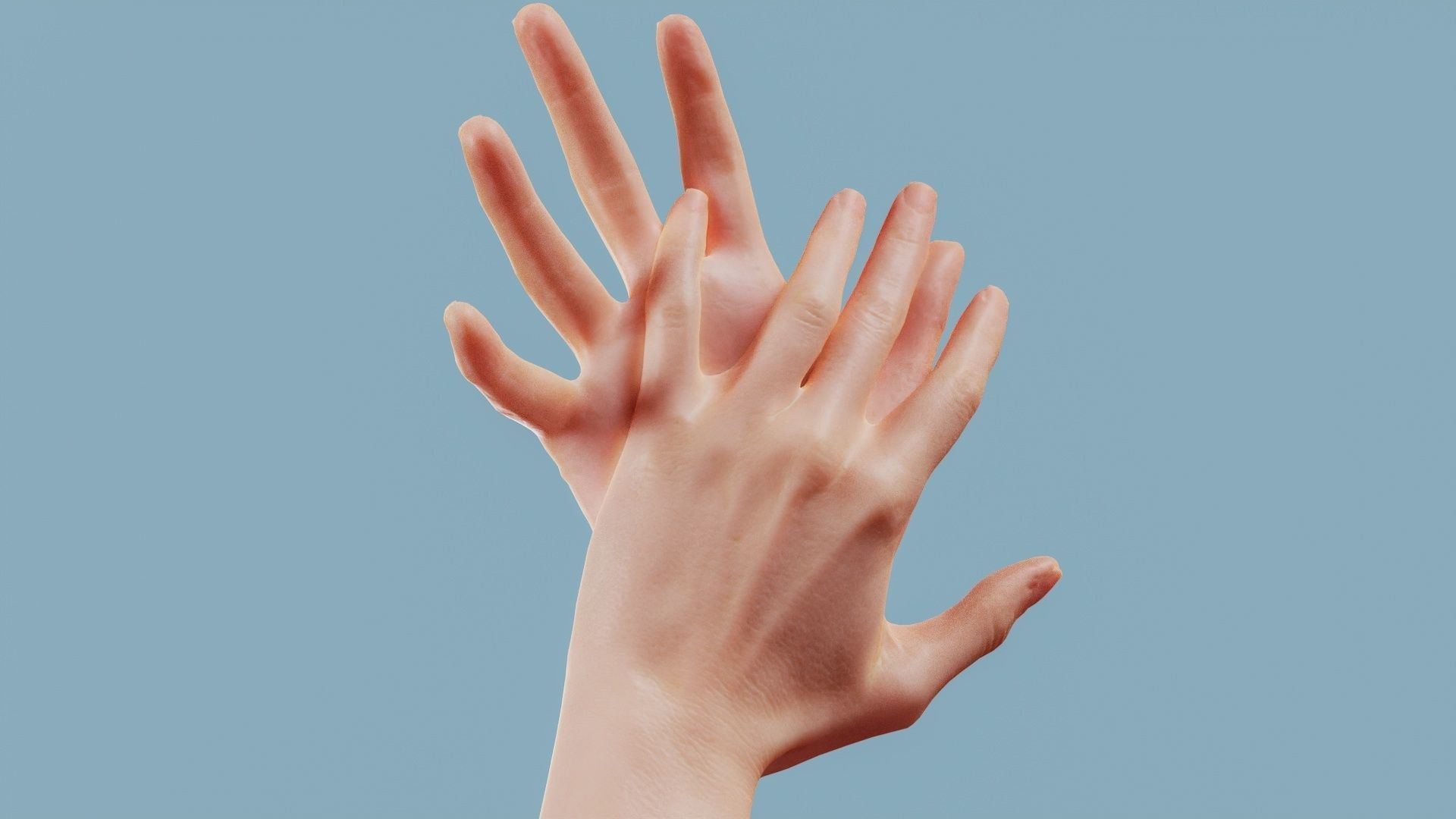 Clapped Duo Hands 027 Low-poly 3D model_1