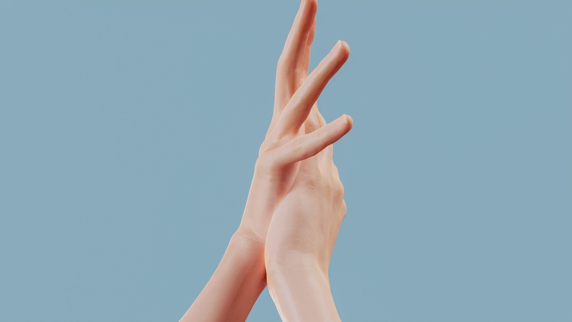 Clapped Duo Hands 027 Low-poly 3D model_3