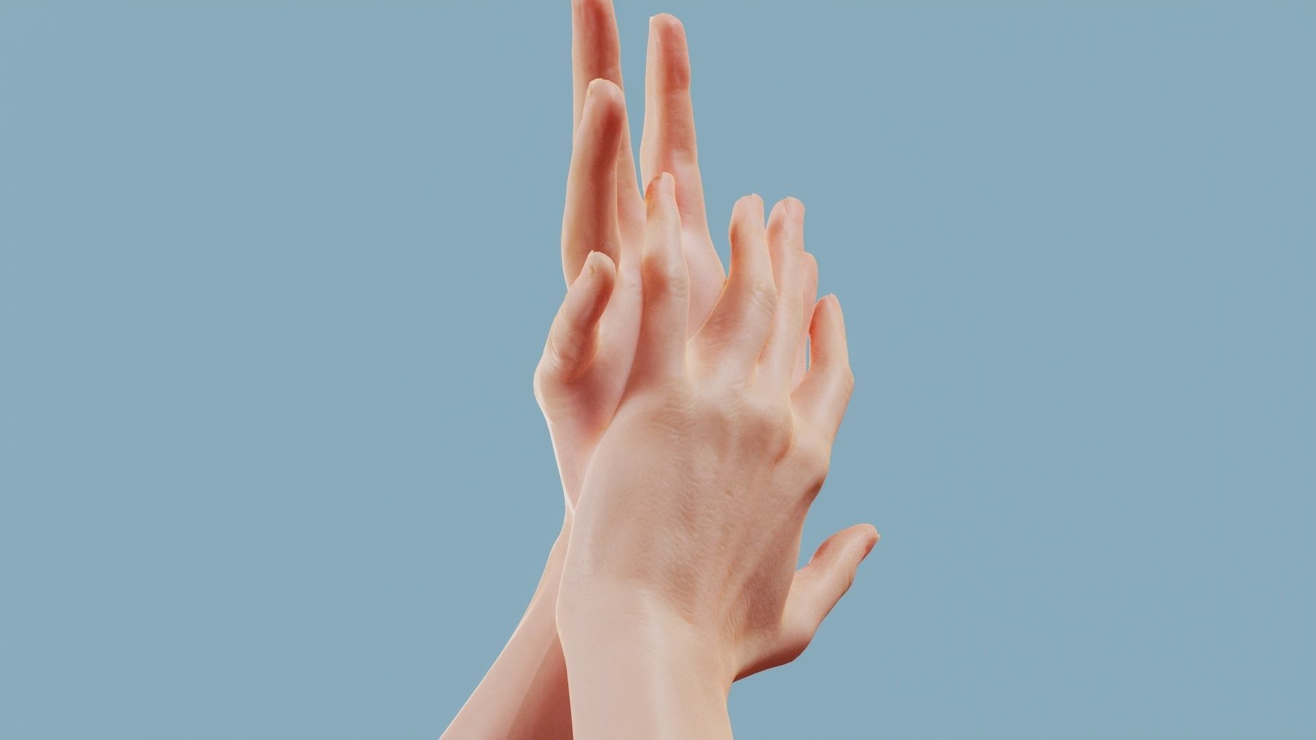 Clapped Duo Hands 027 Low-poly 3D model_2