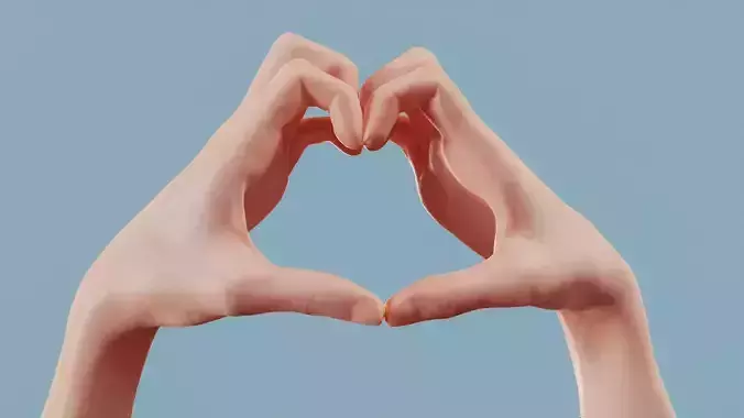 Cat Love Duo Hands 001 Low-poly 3D model
