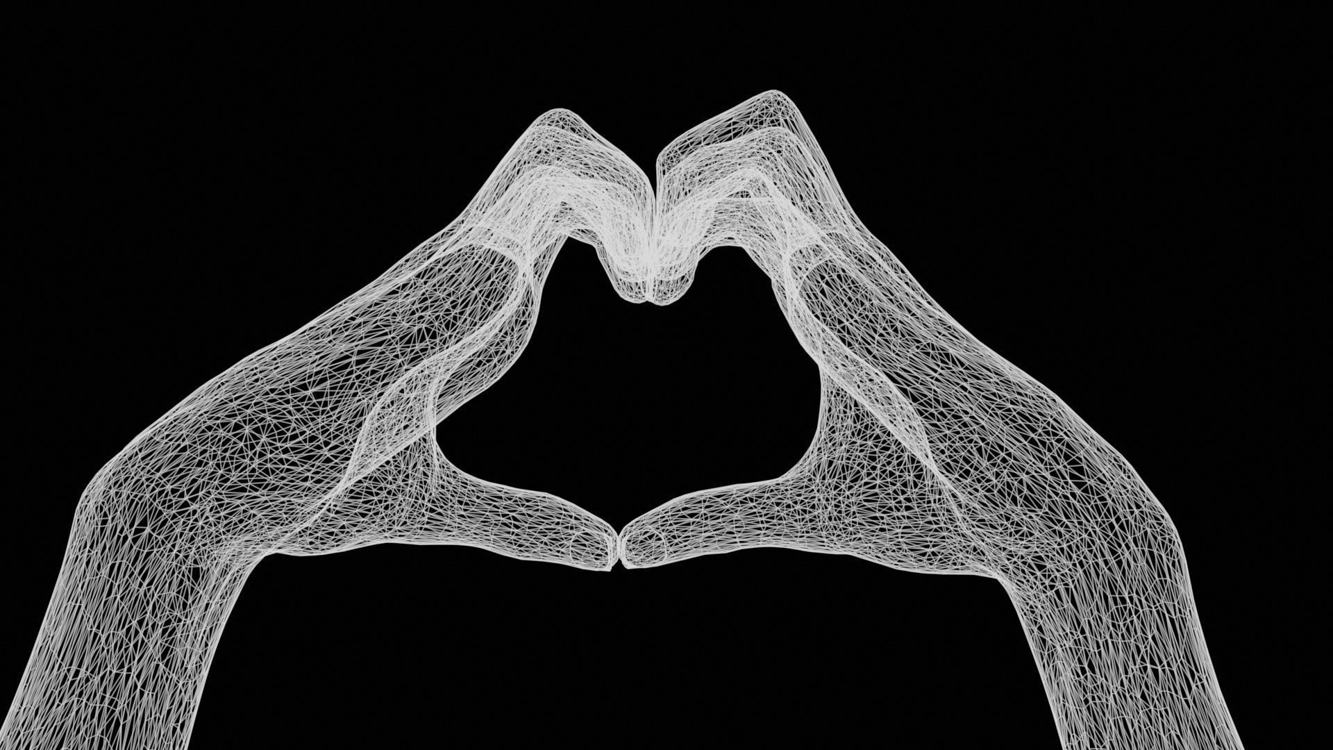 Cat Love Duo Hands 001 Low-poly 3D model_13