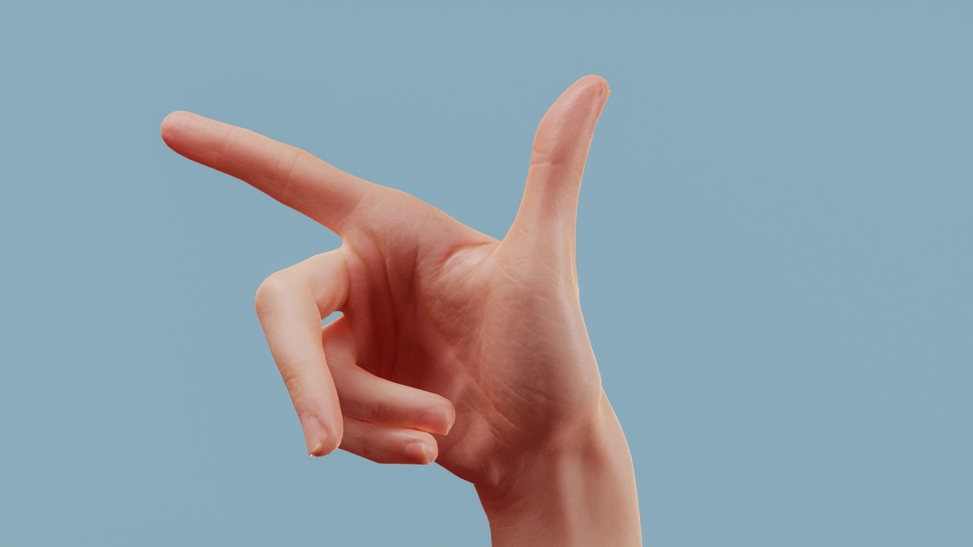 Pointing Single Hand 022 Low-poly 3D model_11
