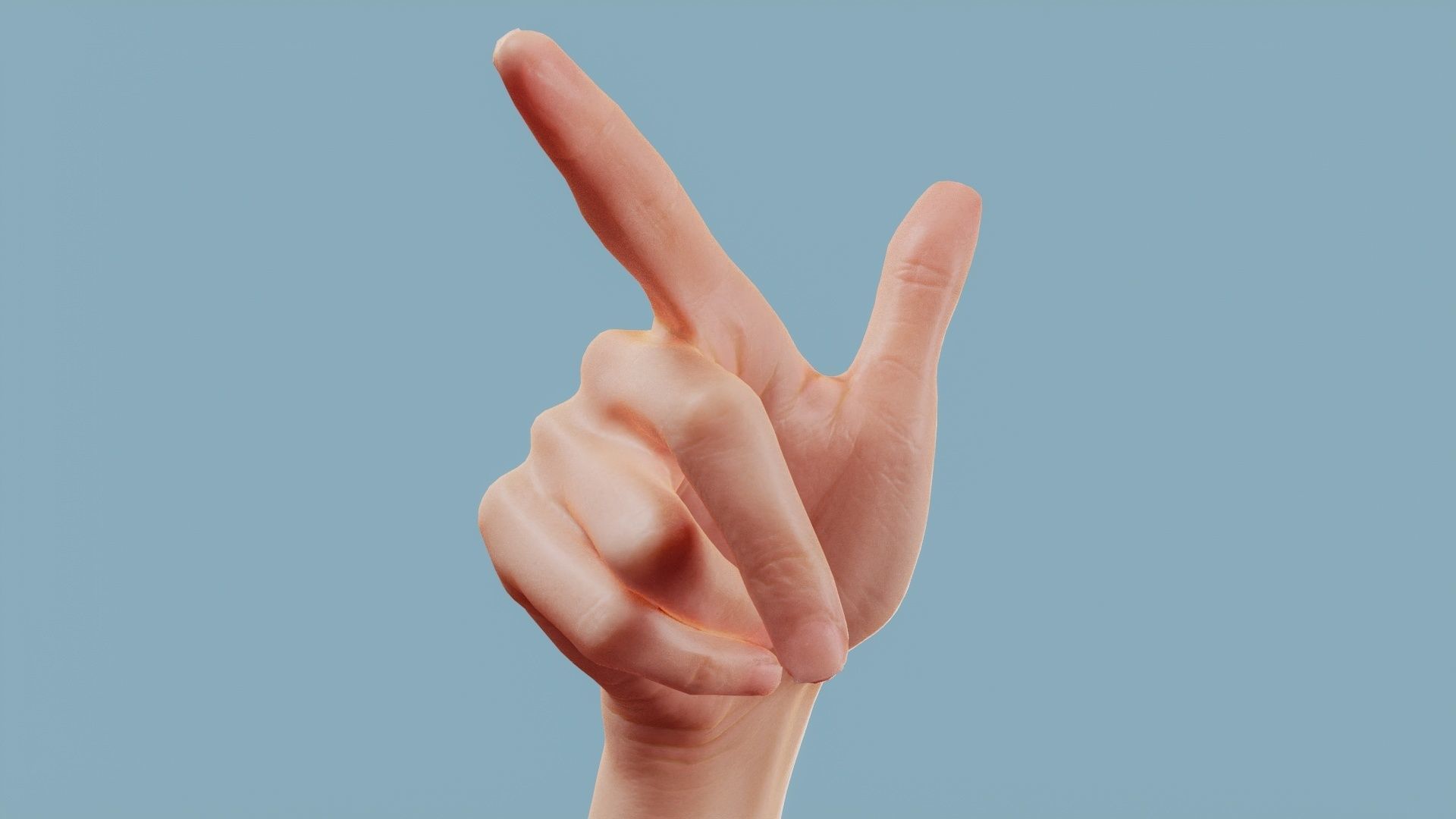 Pointing Single Hand 022 Low-poly 3D model_1