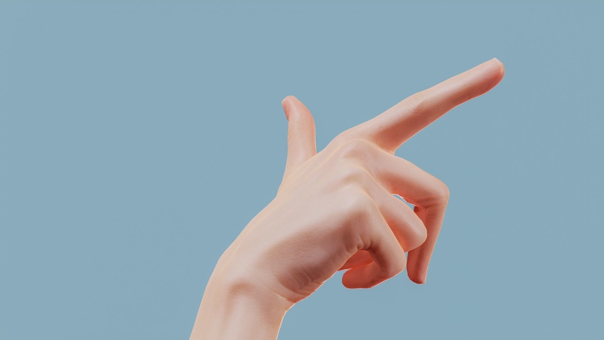 Pointing Single Hand 022 Low-poly 3D model_4