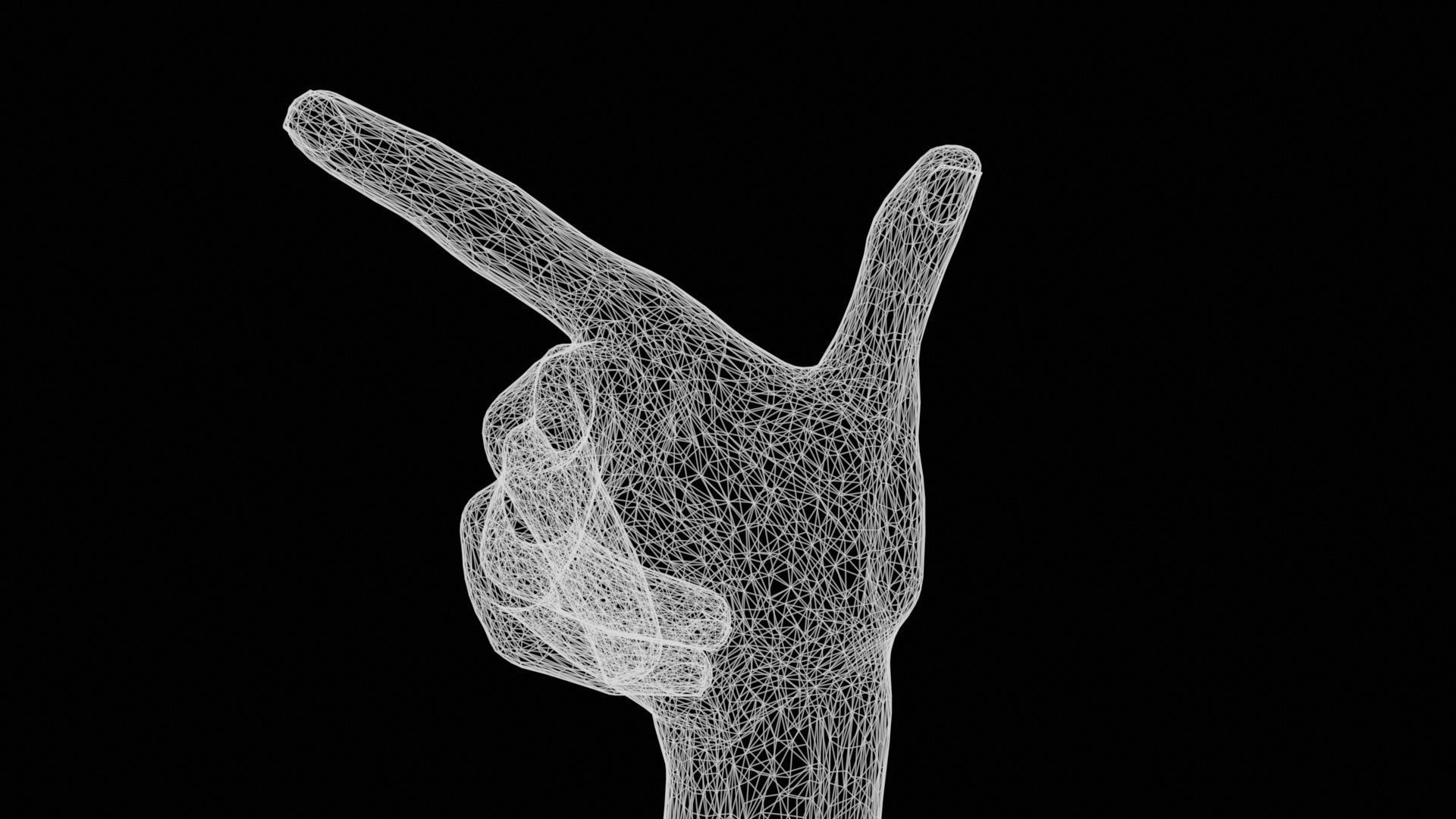 Pointing Single Hand 022 Low-poly 3D model_12