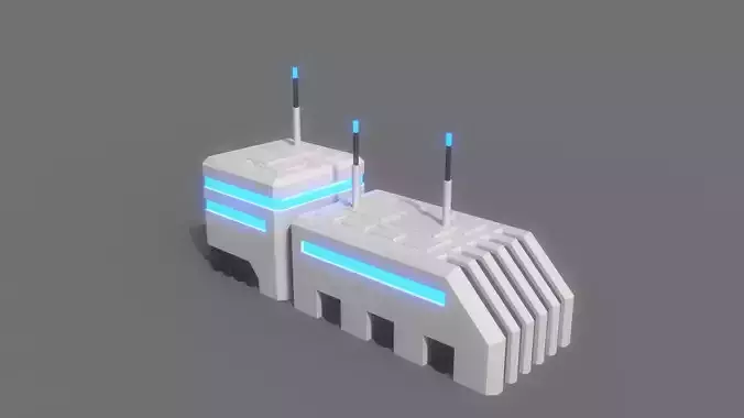 PBR Sci-Fi Building A07 Low-poly 3D model