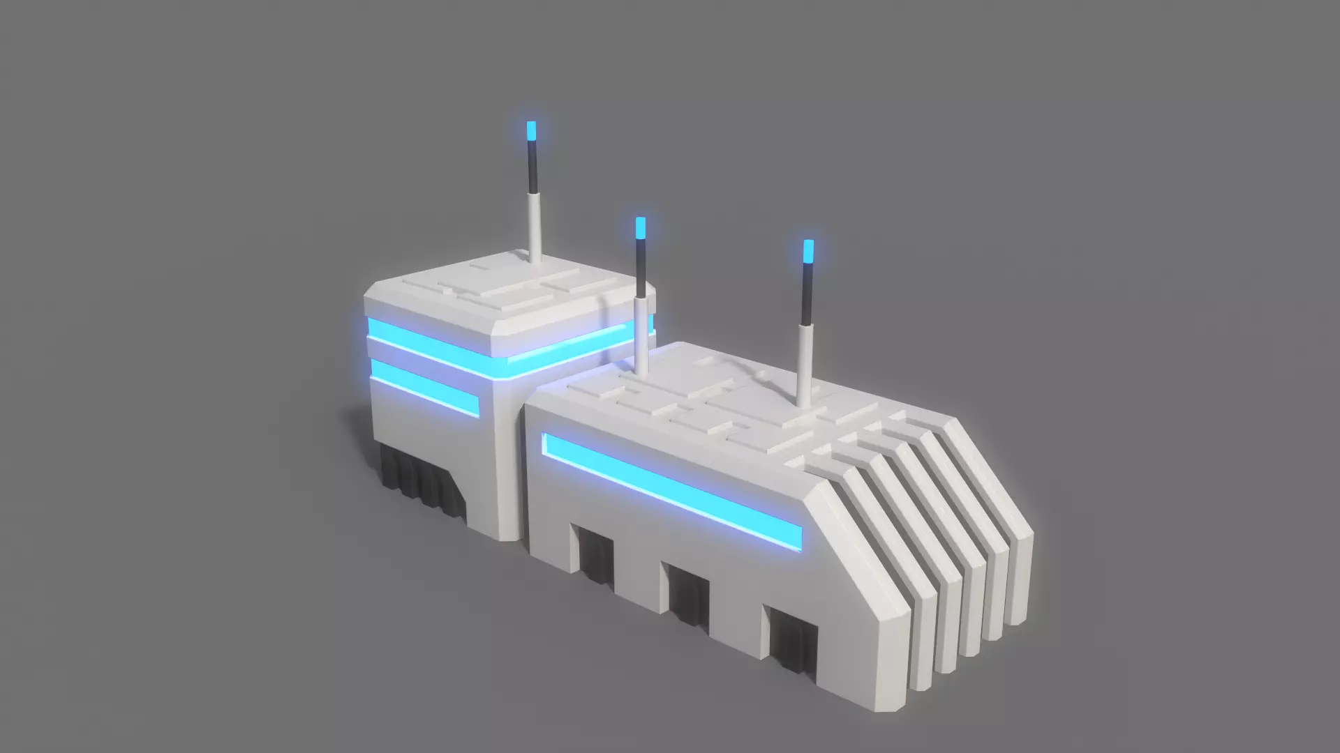 PBR Sci-Fi Building A07 Low-poly 3D model_0