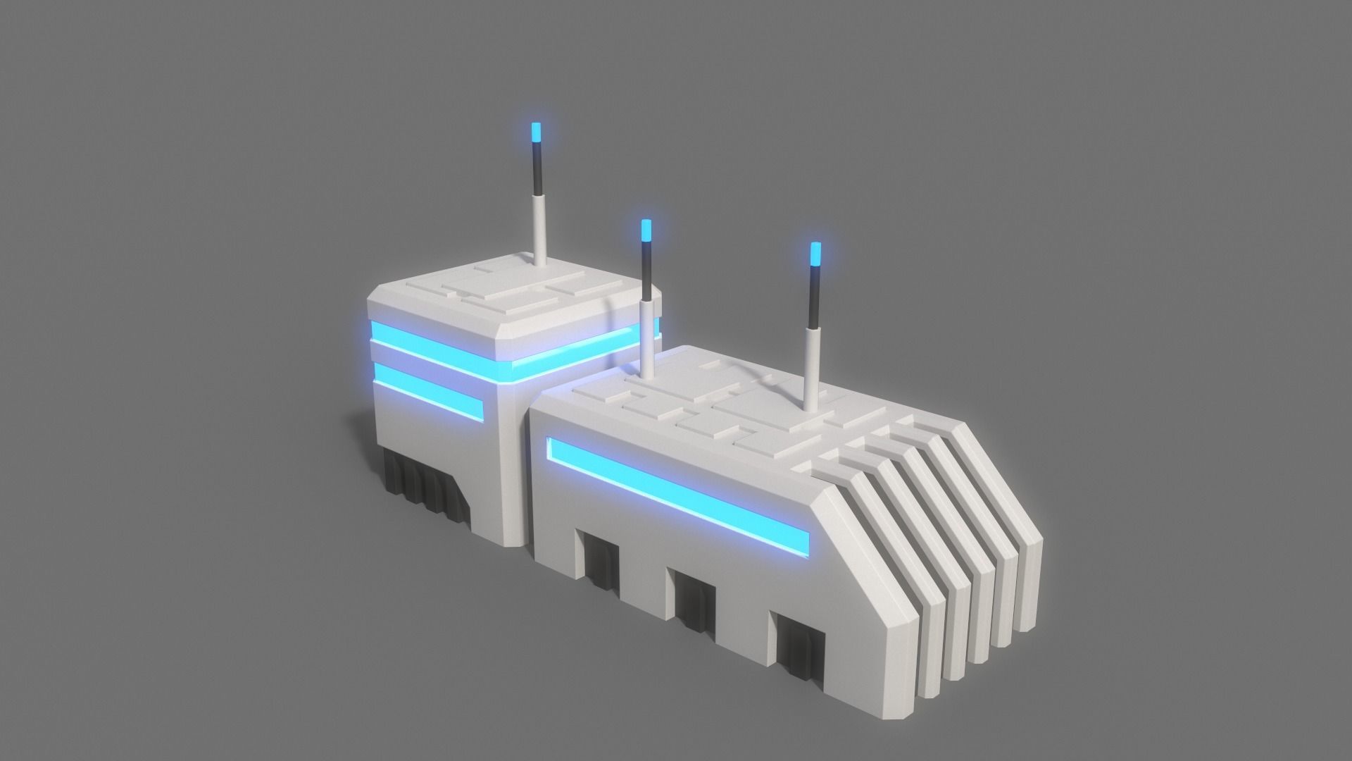 PBR Sci-Fi Building A07 Low-poly 3D model_4