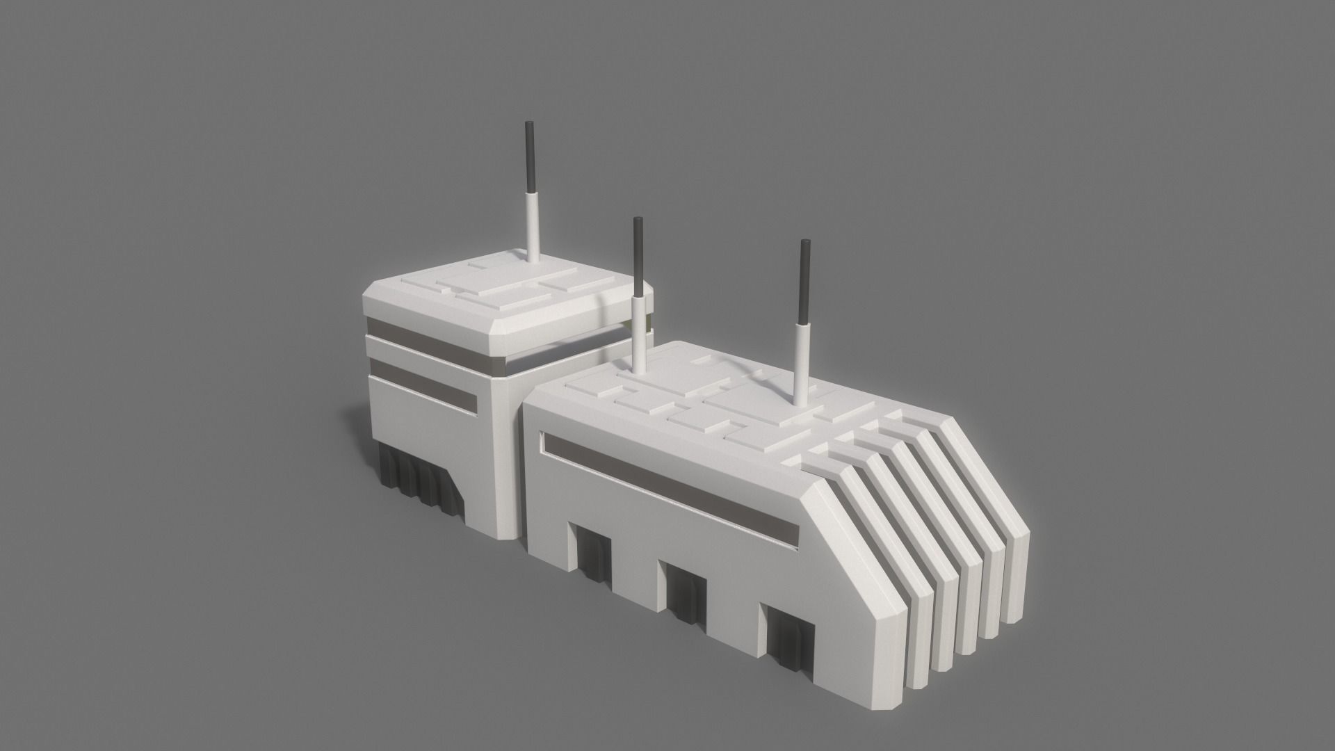 PBR Sci-Fi Building A07 Low-poly 3D model_7