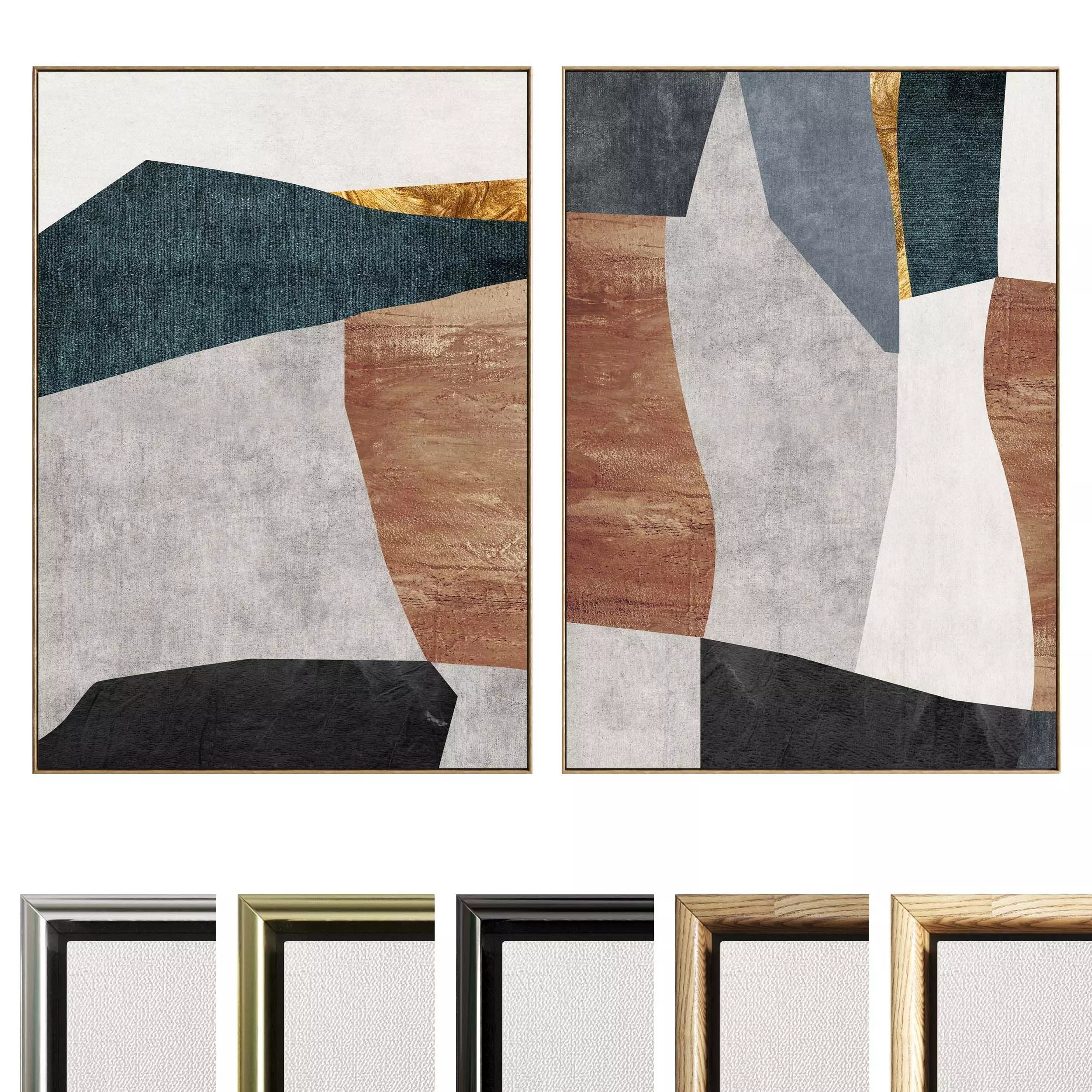 Plaster Two Photo Frame 493 Low-poly 3D model_0