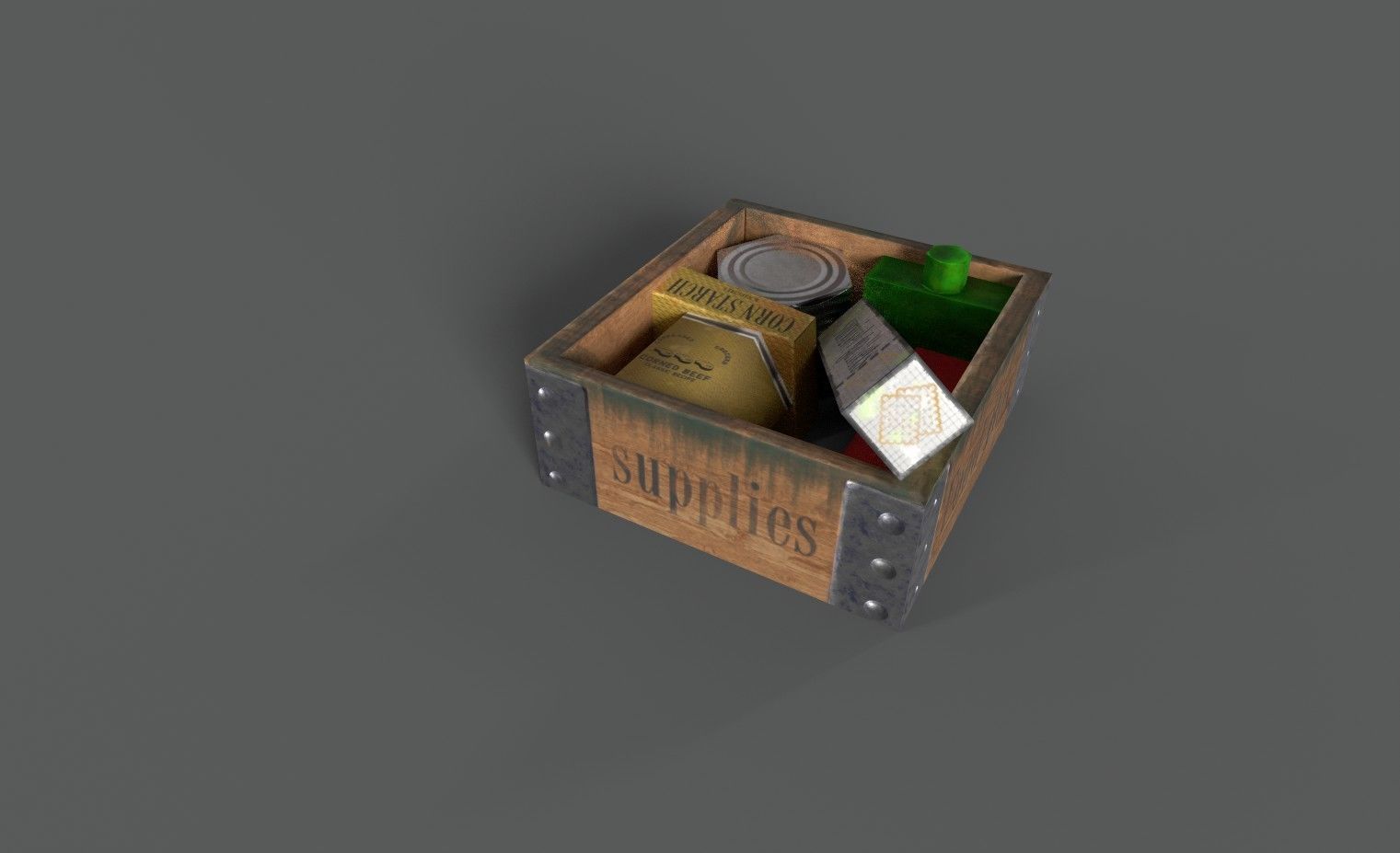 Supply Food Box stylized Low-poly 3D model_1