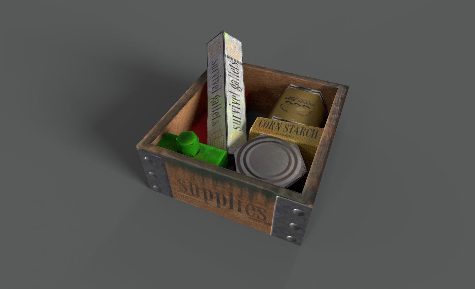 Supply Food Box stylized Low-poly 3D model_2