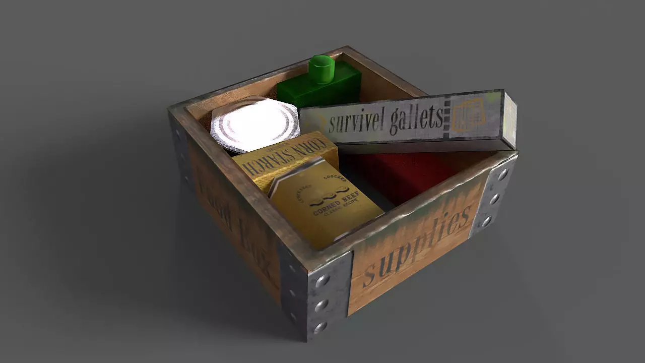 Supply Food Box stylized Low-poly 3D model_0