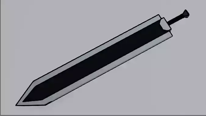 Guts Sword Low Poly 3D model