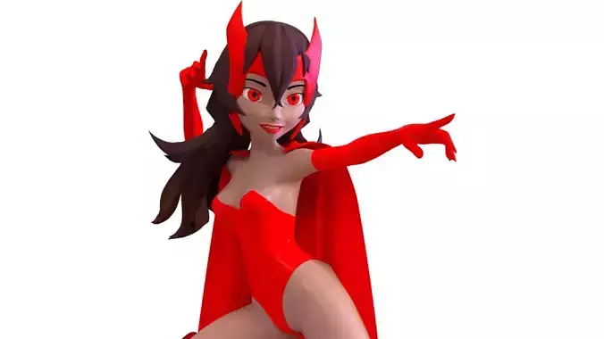 Cartoon Scarlet Witch Low-poly 3D model