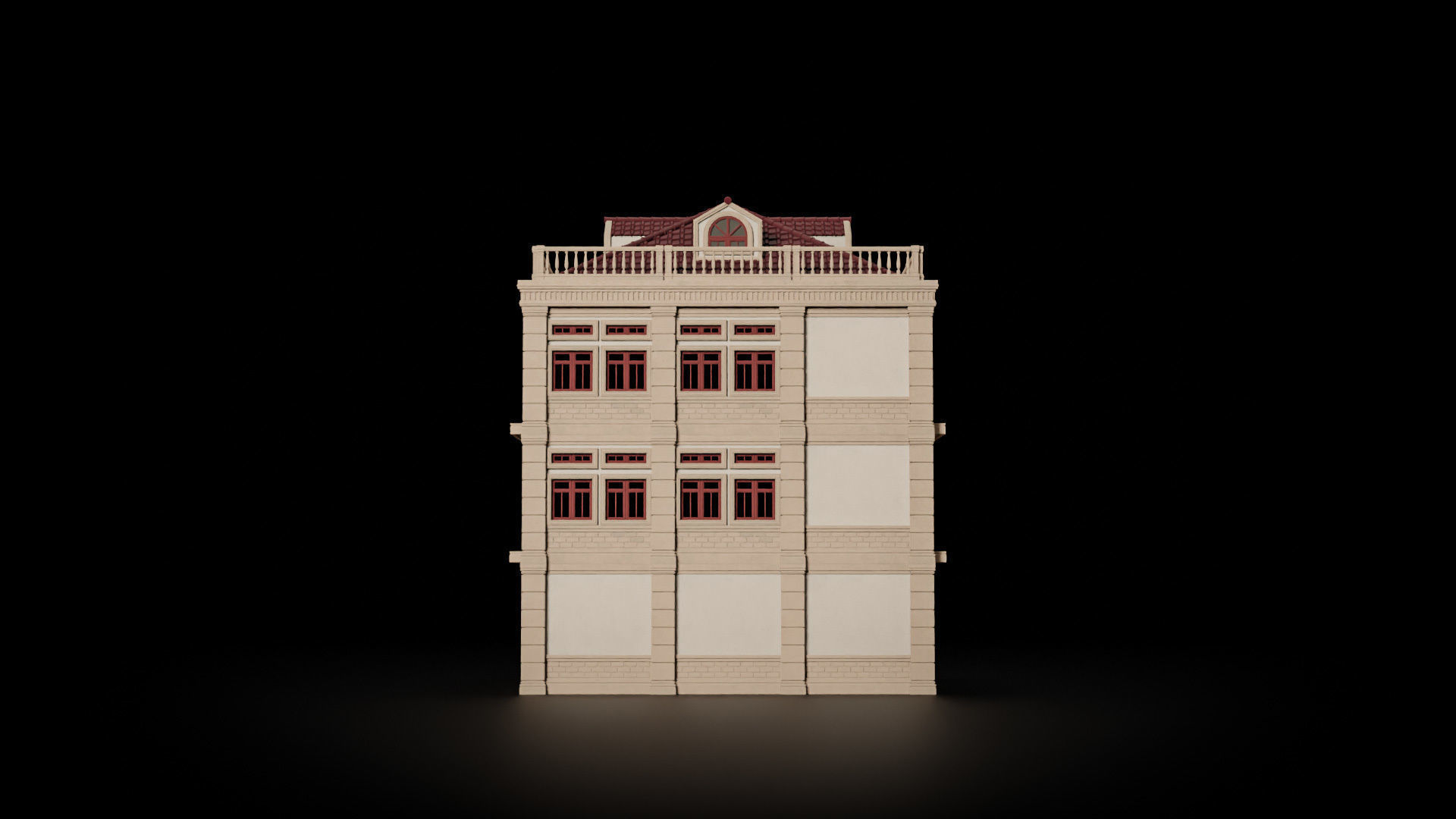 CLASSIC EUROPEAN KITBASH 01 MODULAR BUILDING WITH INTERIOR Low-poly 3D model_21