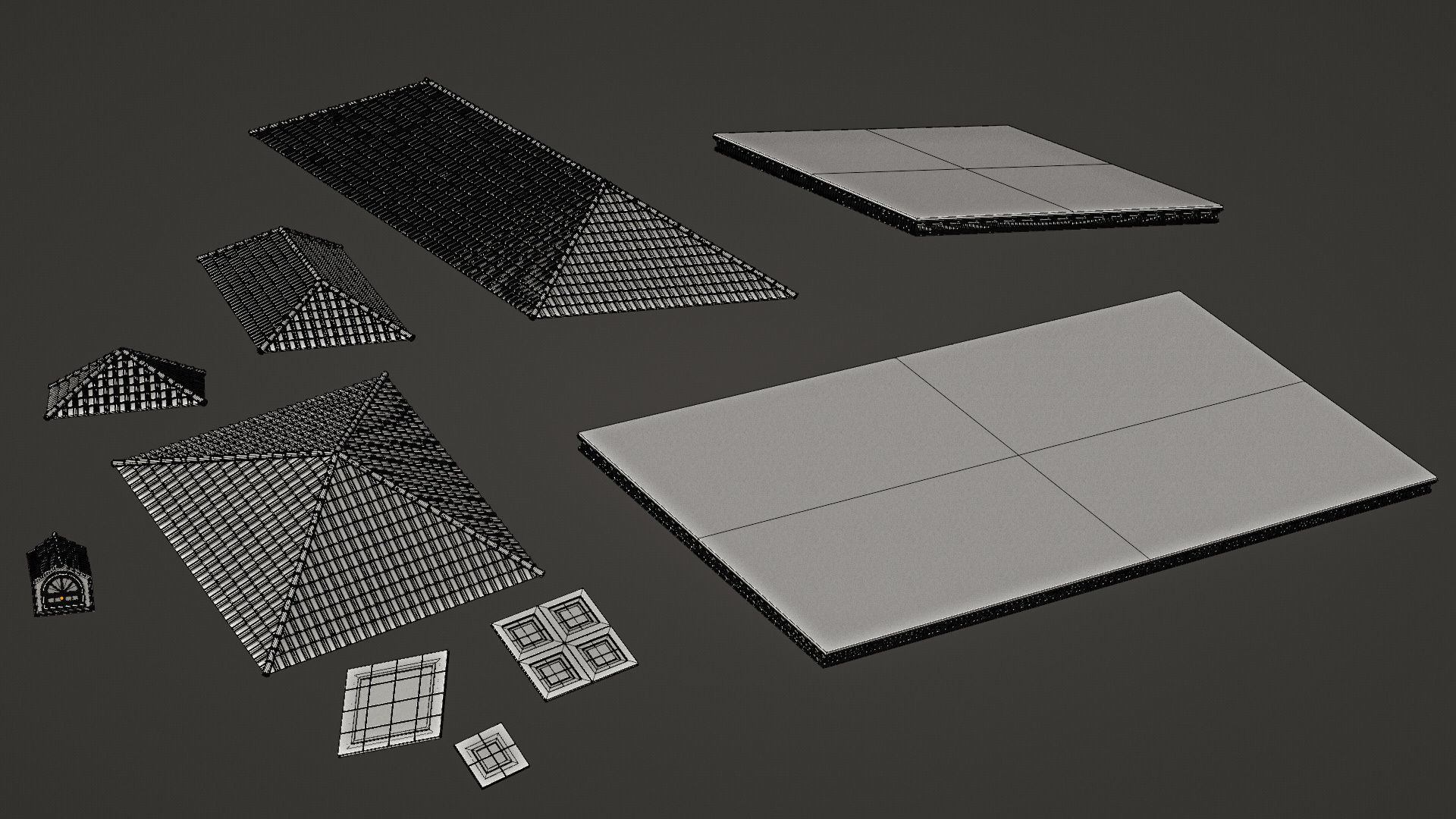 CLASSIC EUROPEAN KITBASH 01 MODULAR BUILDING WITH INTERIOR Low-poly 3D model_30