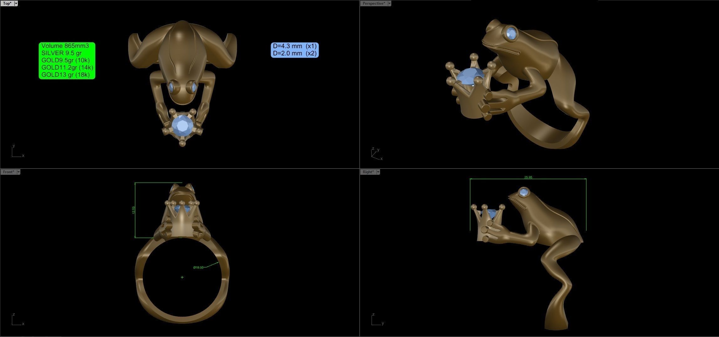 R 004 ring frog 3D print model_10