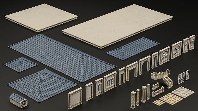 CLASSIC EUROPEAN KITBASH 03 MODULAR BUILDING WITH INTERIOR
