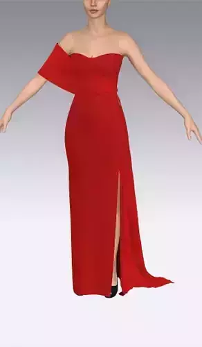 Red dress heart shape collar 