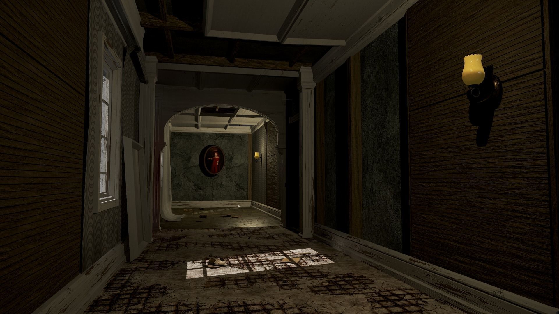 Modular Derelict Corridor Low-poly 3D model_13