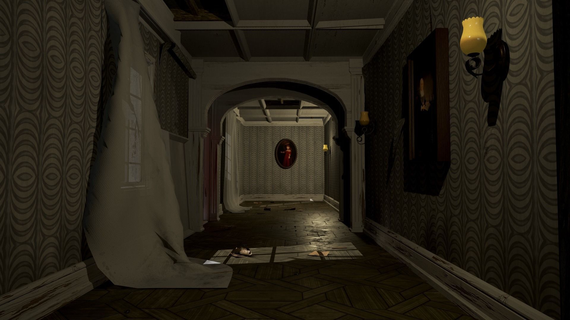 Modular Derelict Corridor Low-poly 3D model_12