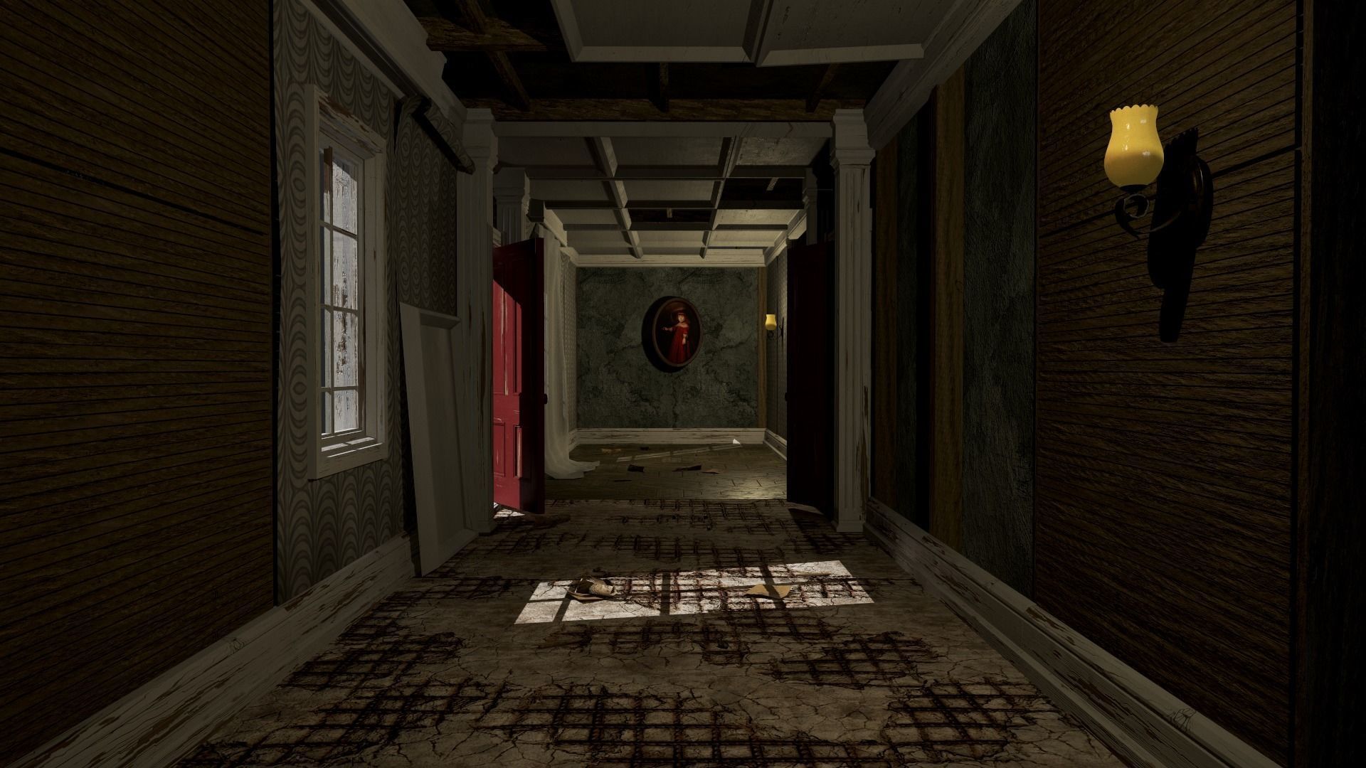 Modular Derelict Corridor Low-poly 3D model_15