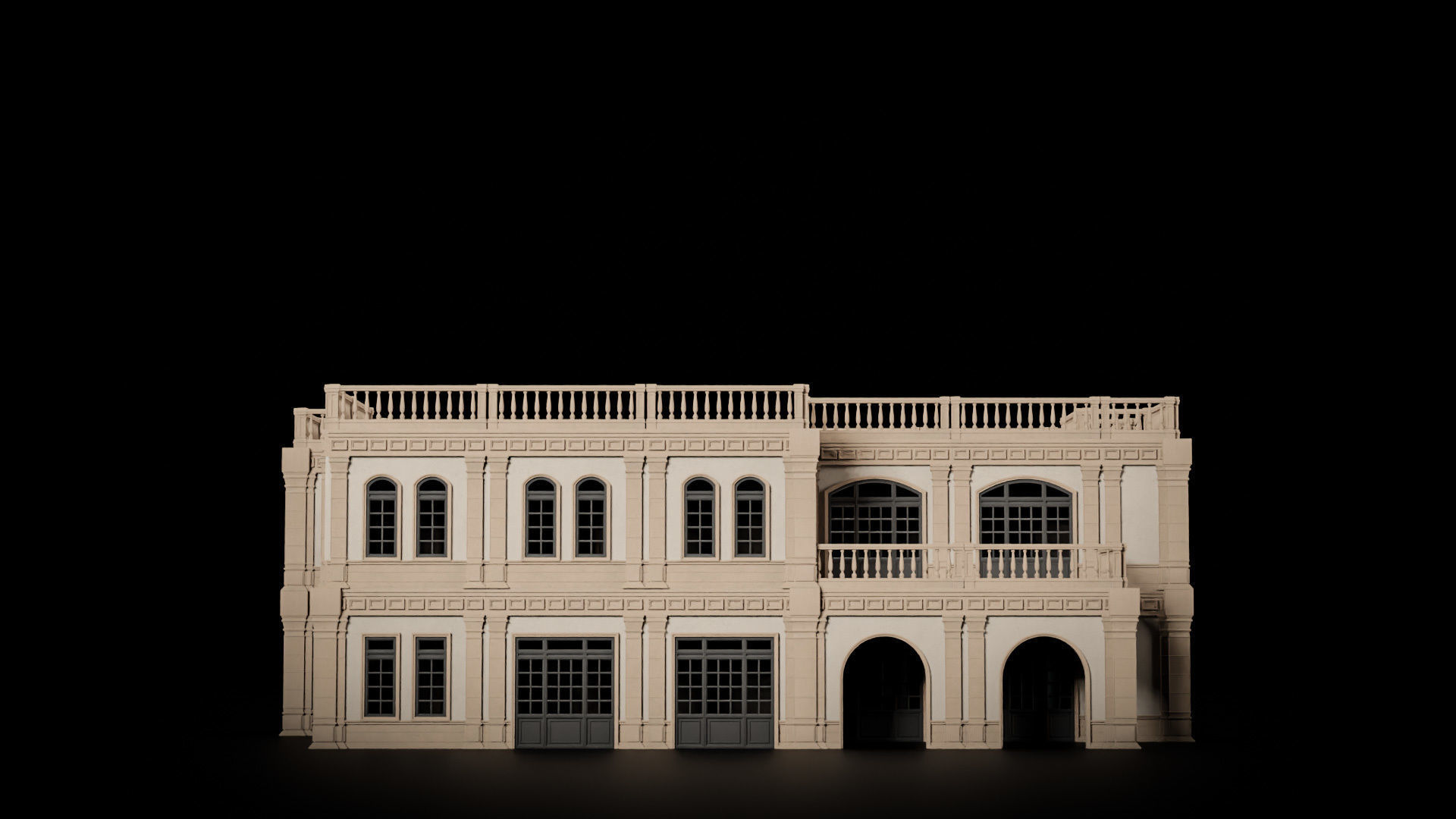 CLASSIC EUROPEAN KITBASH 04 MODULAR BUILDING WITH INTERIOR Low-poly 3D model_21