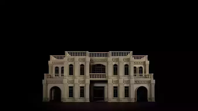 CLASSIC EUROPEAN KITBASH 04 MODULAR BUILDING WITH INTERIOR Low-poly 3D model