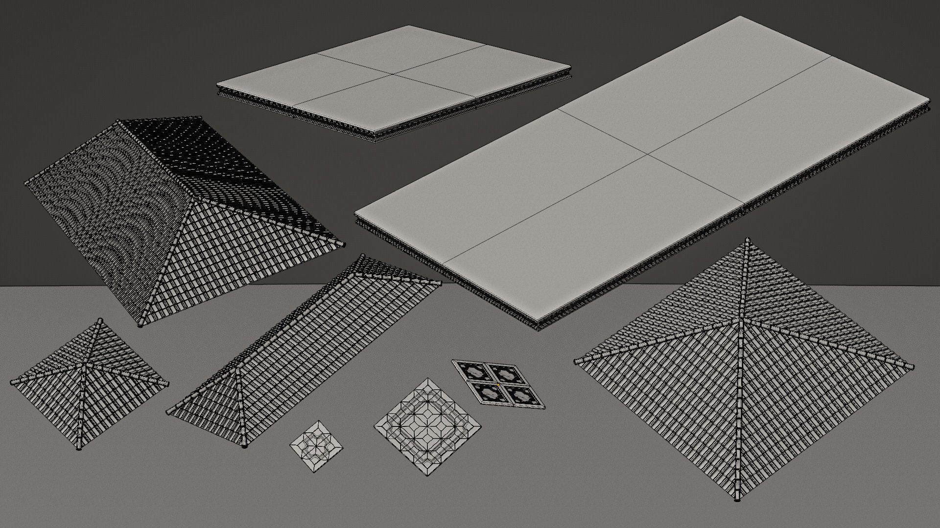 CLASSIC EUROPEAN KITBASH 04 MODULAR BUILDING WITH INTERIOR Low-poly 3D model_30