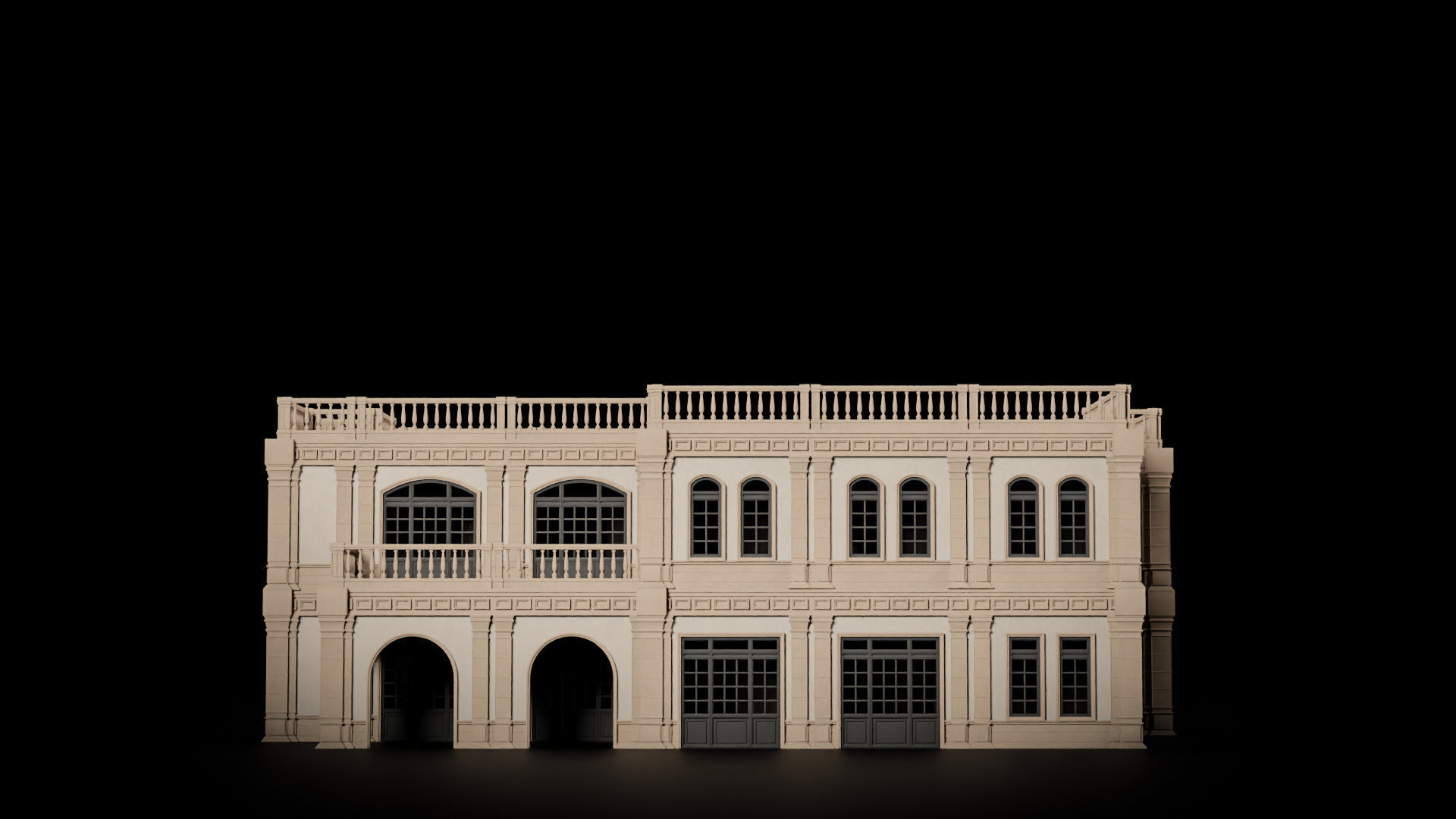 CLASSIC EUROPEAN KITBASH 04 MODULAR BUILDING WITH INTERIOR Low-poly 3D model_17