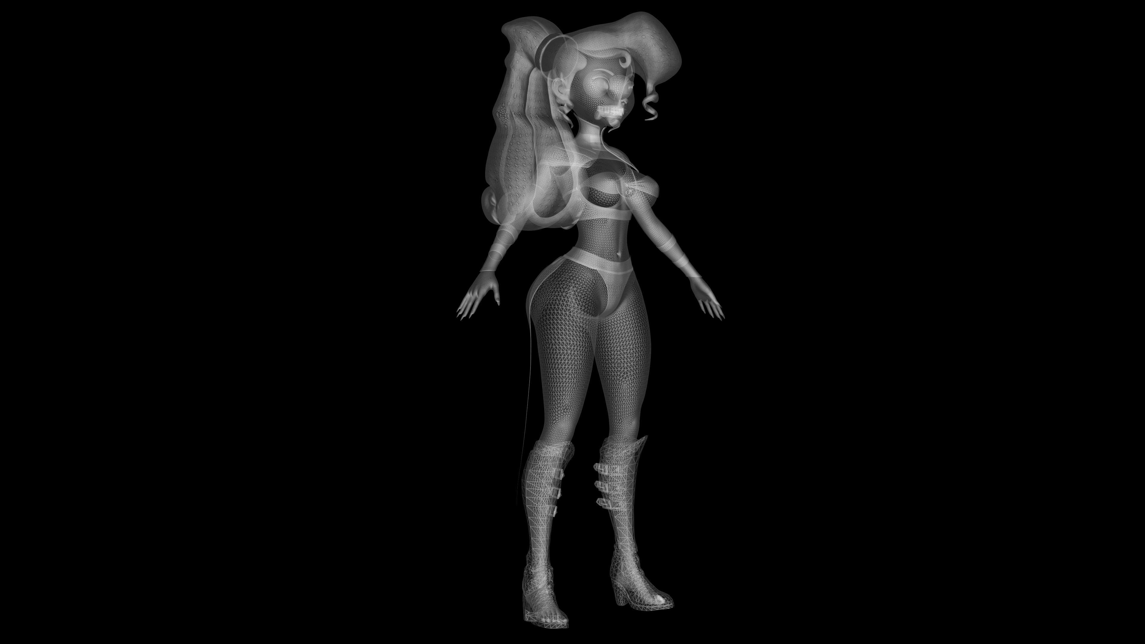 Cartoon Witch Low-poly 3D model_1