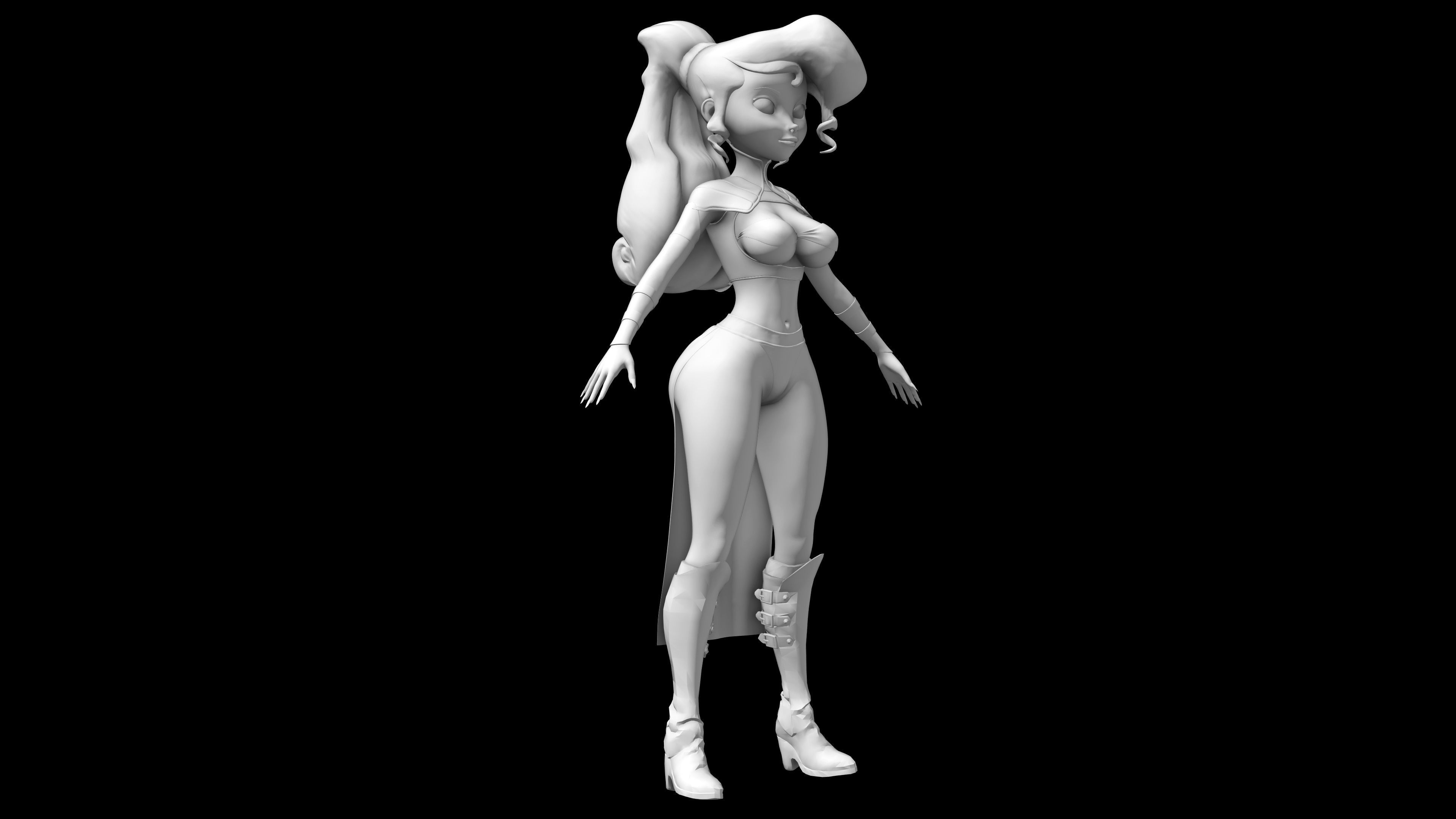 Cartoon Witch Low-poly 3D model_2