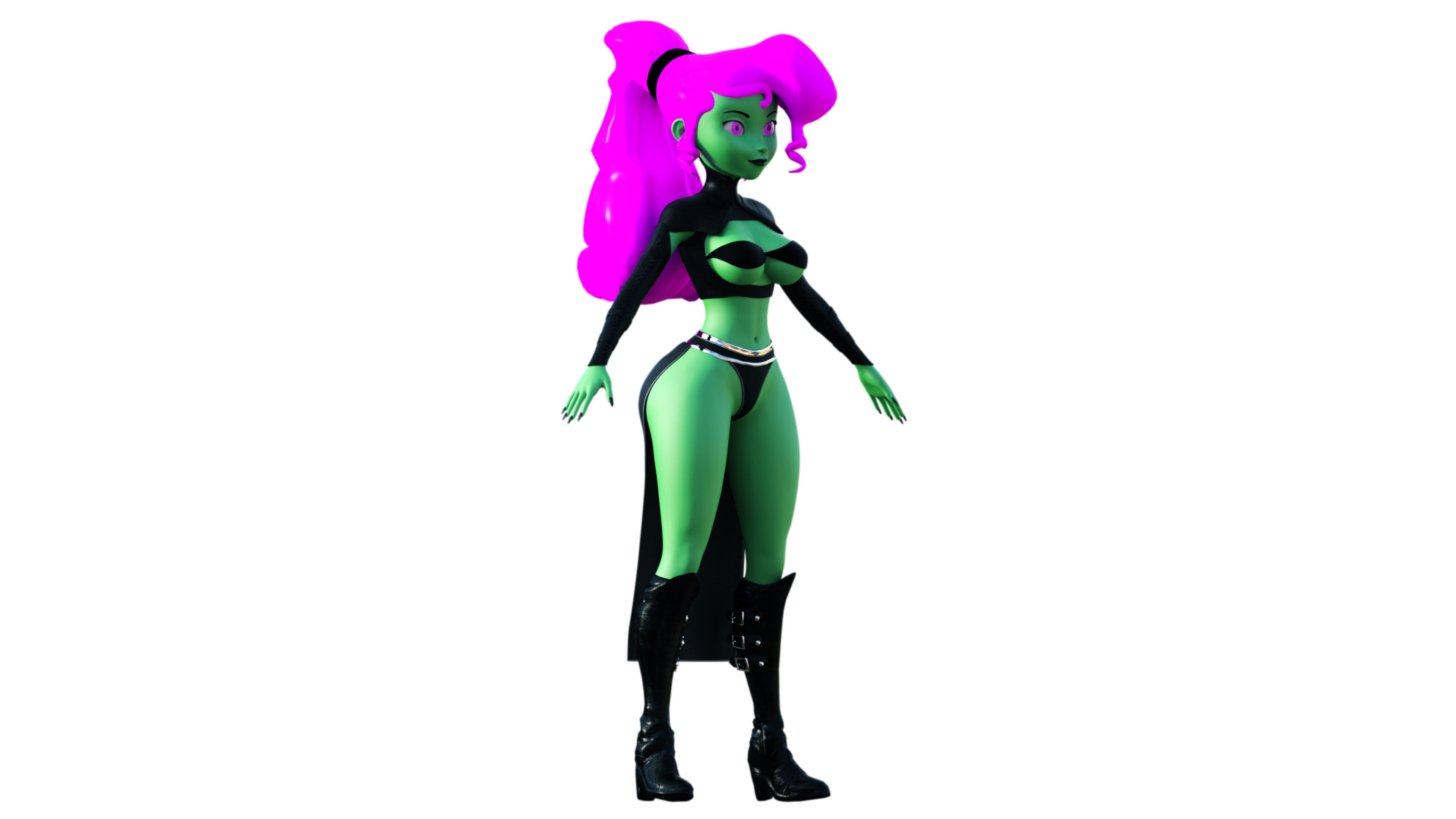 Cartoon Witch Low-poly 3D model_3
